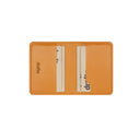 Camel leather wallet back view with open card slots and money by draft-8

