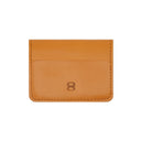 Back view of camel leather wallet by draft-8 with embossed logo

