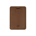 Front view of the Draft-8 SIDE card holder in black leather. Minimalist RFID-blocking card wallet