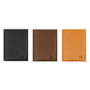 Illustration of a bifold Draft8 wallet with sliding card access and external cash pocket for organized