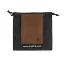 Draft-8 brown vegetable-tanned leather wallet open with cards and cash displayed