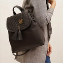 DURGANDINI Bag in Black with Woven Leather Details