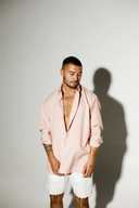 Striped Collared Button-Up Shirt Red / White