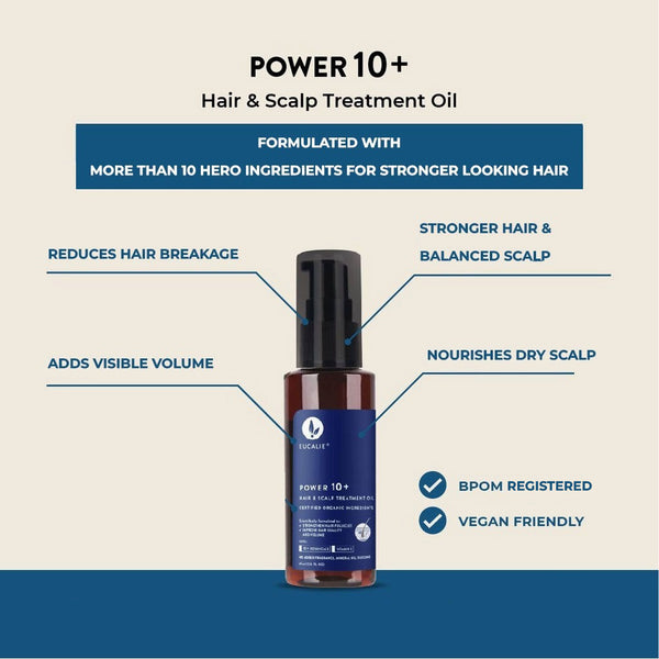 Eucalie Power 10+ Organic Hair Oil, Rosemary Oil & Candlenut Oil