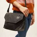 SATYAVATI Bag No. II in Black with Woven Leather Details
