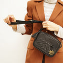 ULUPI Clutch Bag in Black with Woven Leather Details