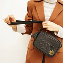 ULUPI Clutch Bag in Black with Woven Leather Details